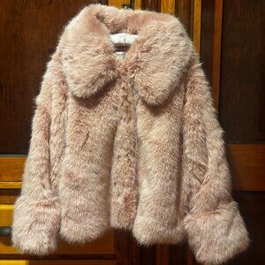 On 34th Collared Silver Pink Faux-Fur Jacket Size XL NWT